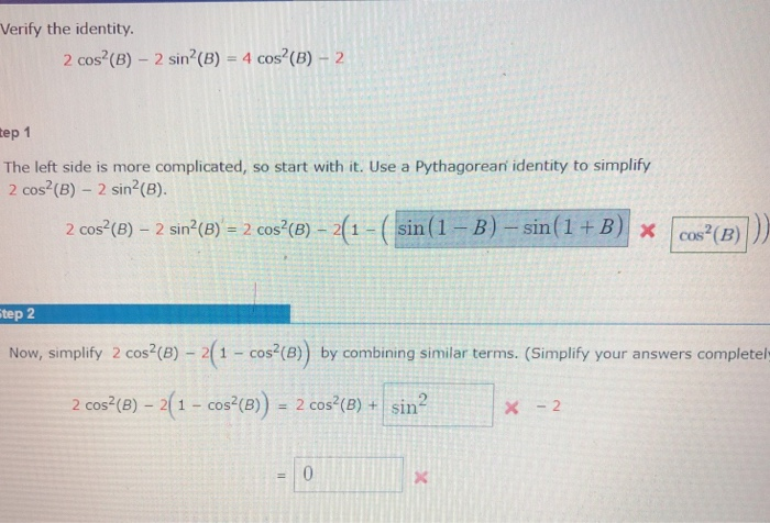 Solved Verify The Identity Cos B Sin B Cos B Chegg