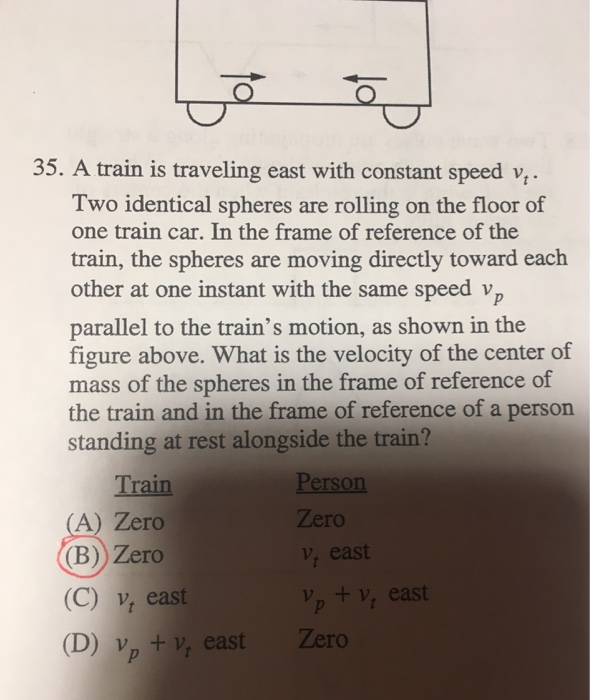 Solved 35 A Train Is Traveling East With Constant Speed V Chegg