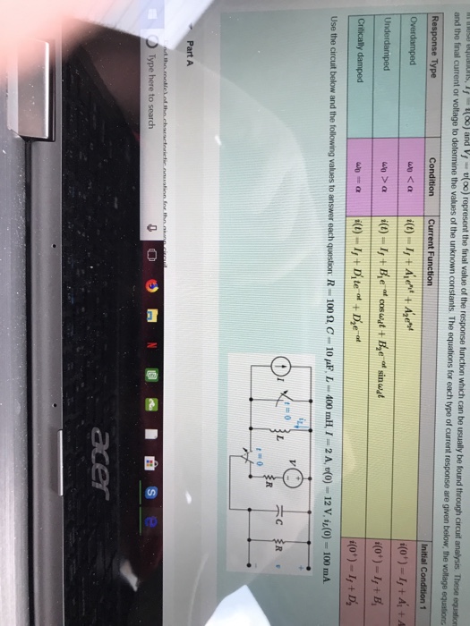 Solved The Step Response Of A Critically Damped Series Rlc Chegg