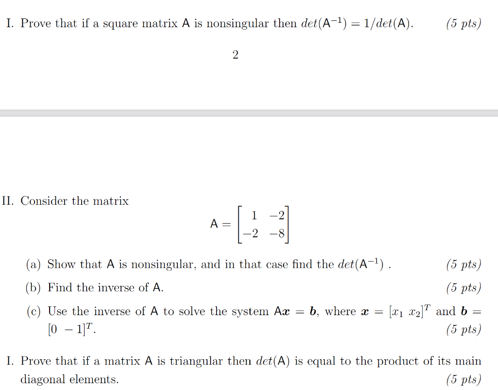 Solved I Prove That If A Square Matrix A Is Nonsingular Chegg