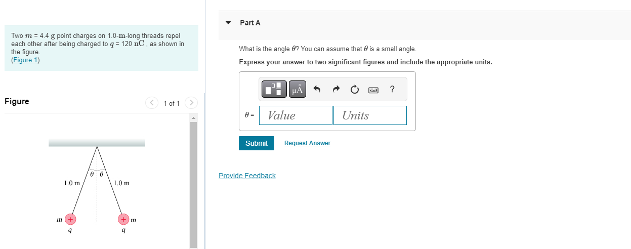 Solved Two M 4 4 G Point Charges On 1 0 M Long Threads Repel Chegg