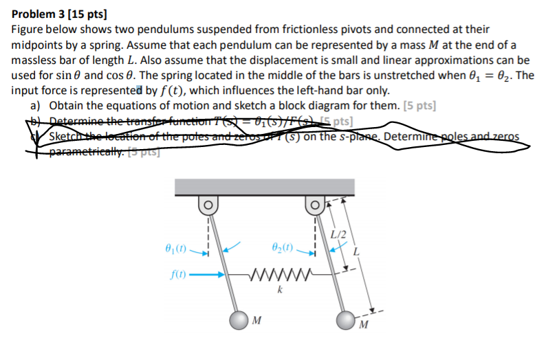 Solved Problem Pts Figure Below Shows Two Pendulums Chegg