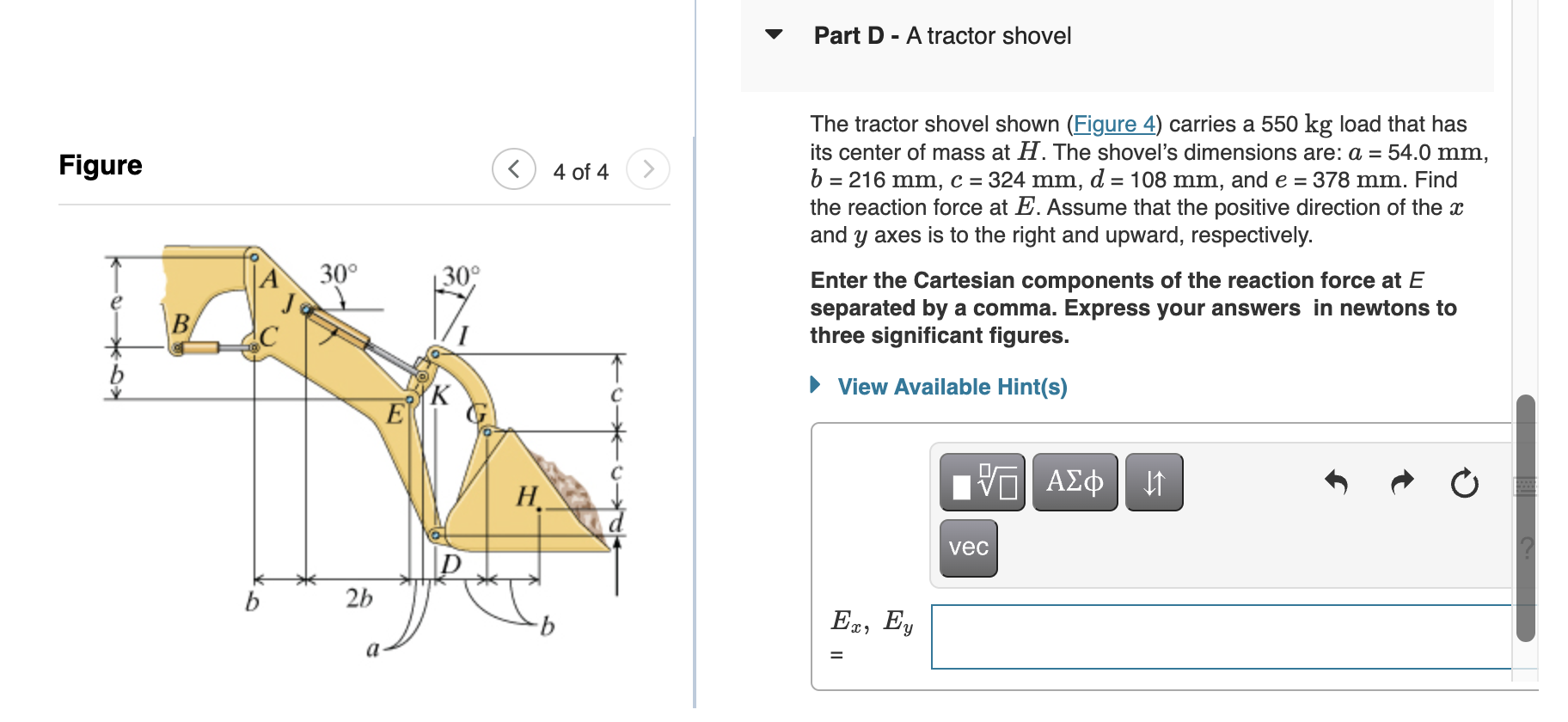 Solved The Tractor Shovel Shown Figure Carries A Kg Chegg