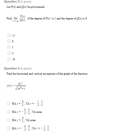 Solved Question 3 1 Point Let Px And Ox Be Polynomials Chegg