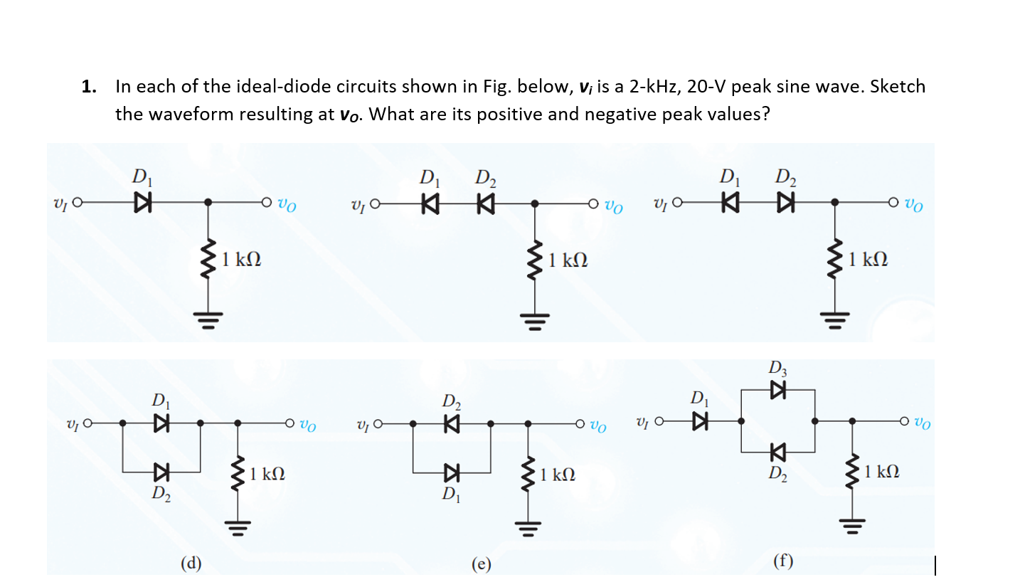 Solved 1 In Each Of The Ideal Diode Circuits Shown In Fig Chegg