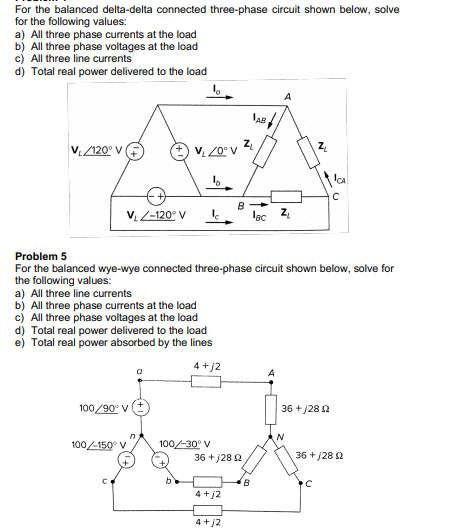 Solved For The Balanced Delta Delta Connected Three Phase Chegg