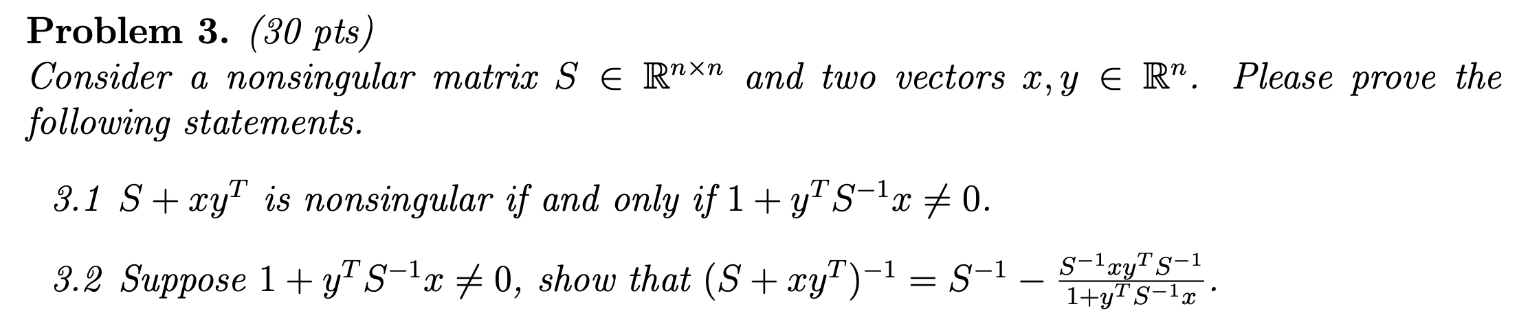 Solved Problem Pts Consider A Nonsingular Matrix Chegg