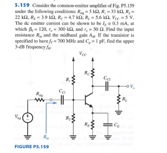 Solved Consider The Common Emitter Amplifier Of Fig Chegg