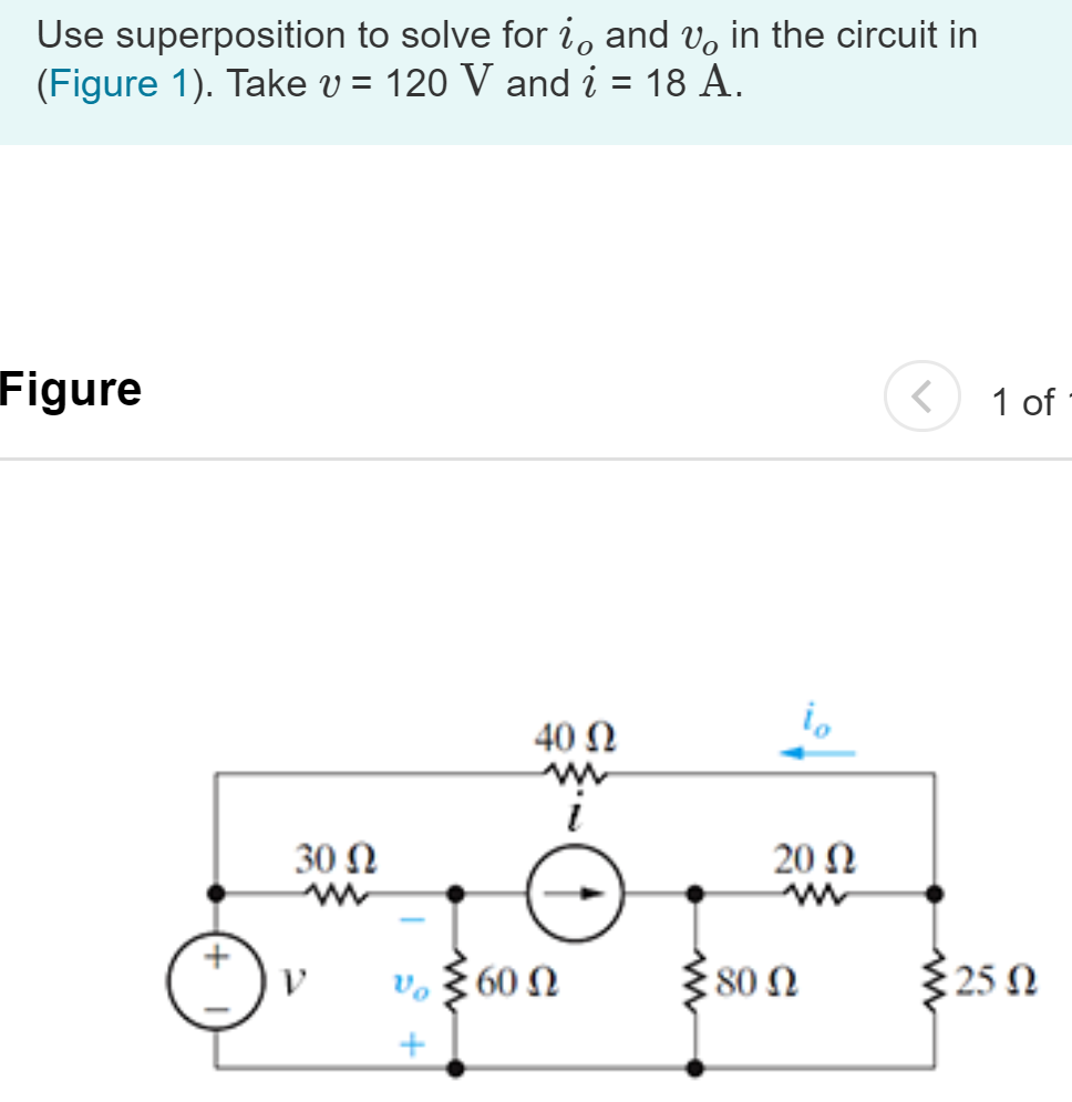 Solved Use Superposition To Solve For Io And Vo In The Chegg