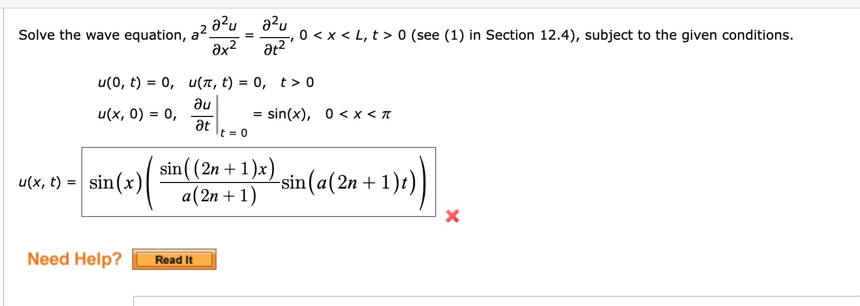 Solved Solve The Wave Equation Chegg