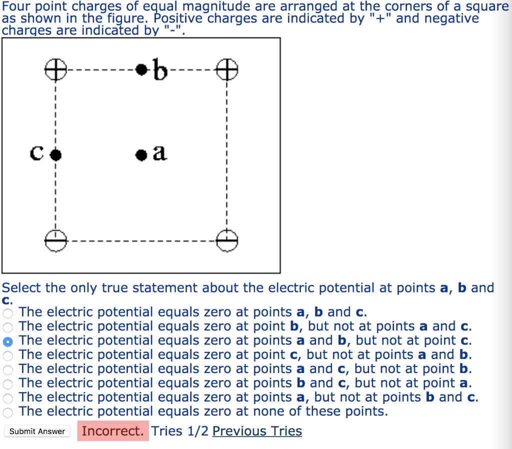 Solved Four Point Charges Of Equal Magnitude Are Arranged At Chegg