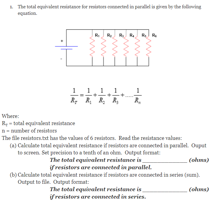 Solved 1 The Total Equivalent Resistance For Resistors Chegg