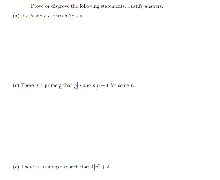 Solved Prove Or Disprove The Following Statements Justify Chegg