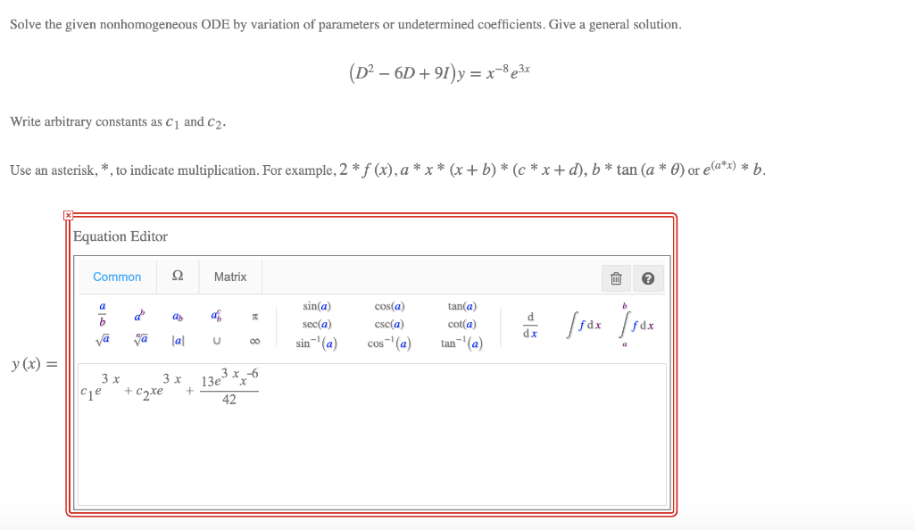 Solved Solve The Given Nonhomogeneous ODE By Variation Of Chegg