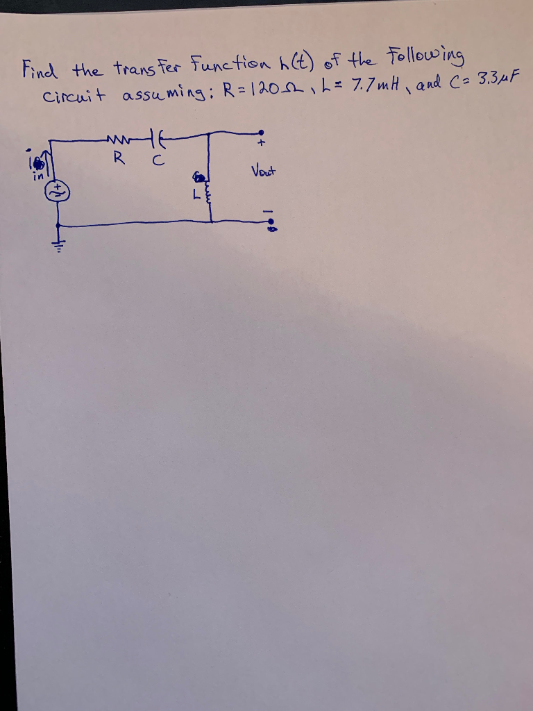 Solved Find The Transfer Function H T Of The Following Chegg