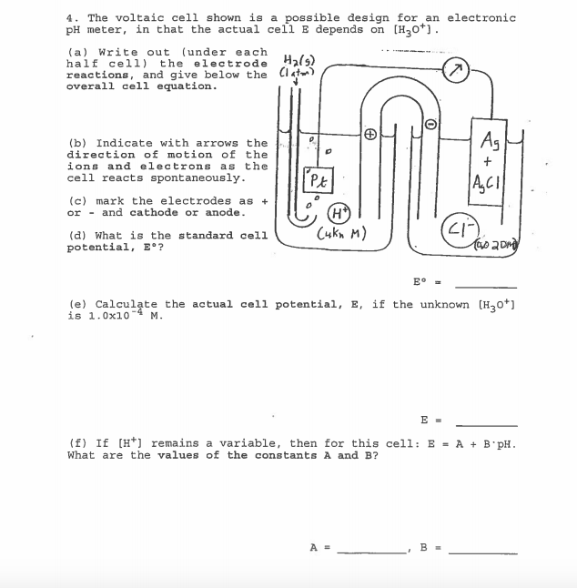 Solved The Voltaic Cell Shown Is A Possible Design For An Chegg