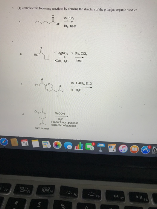 Solved Complete The Following Reactions By Drawing Chegg