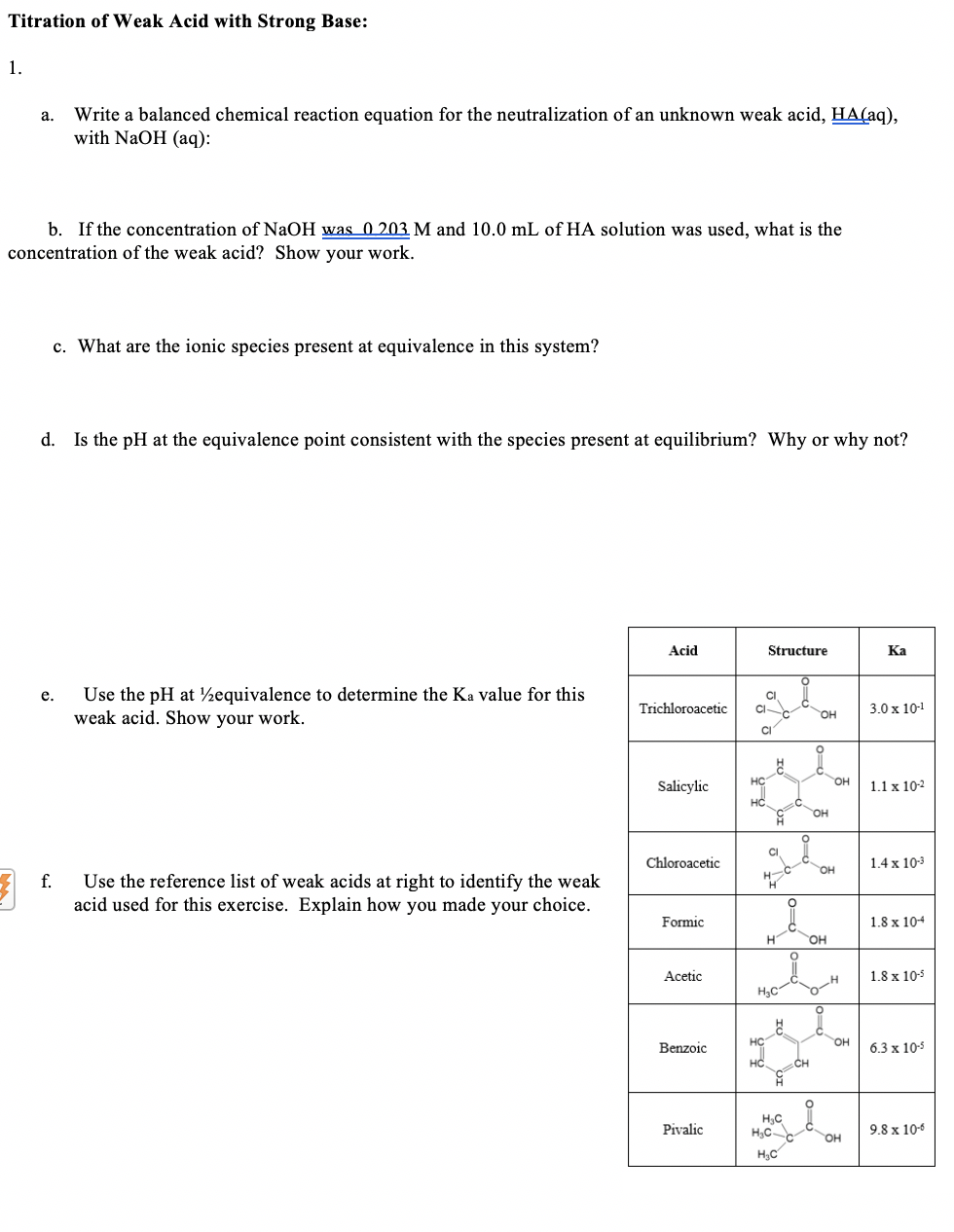 Solved Titration Of Weak Acid With Strong Base 1 A Write Chegg