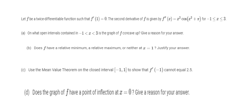 Solved Let F Be A Twice Differentiable Function Such That F Chegg