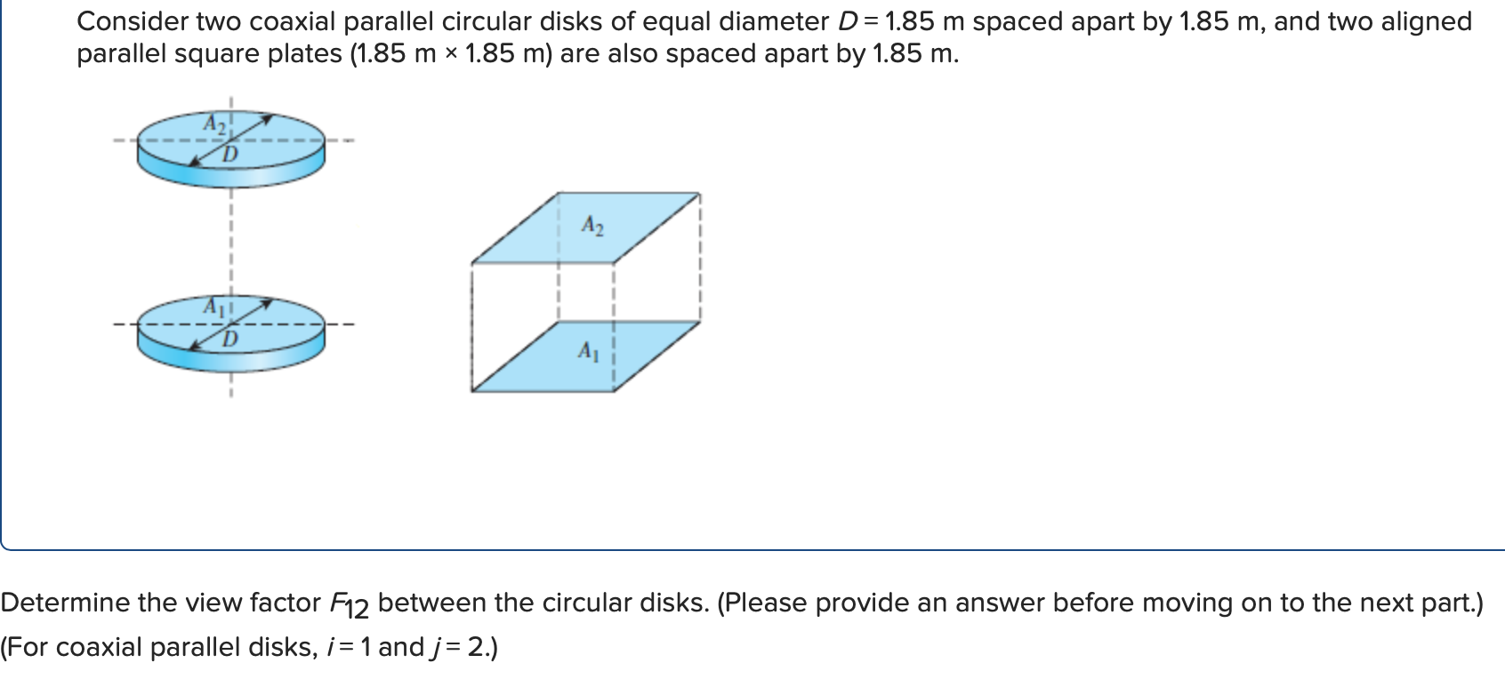 Solved Consider Two Coaxial Parallel Circular Disks Of Equal Chegg