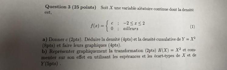 Question Points Soit X Une Variable Al Atoire Chegg