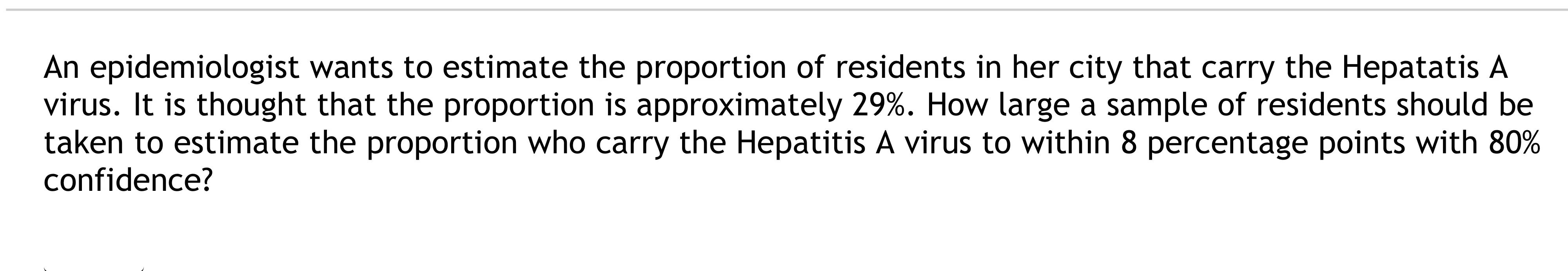 Solved An Epidemiologist Wants To Estimate The Proportion Of Chegg