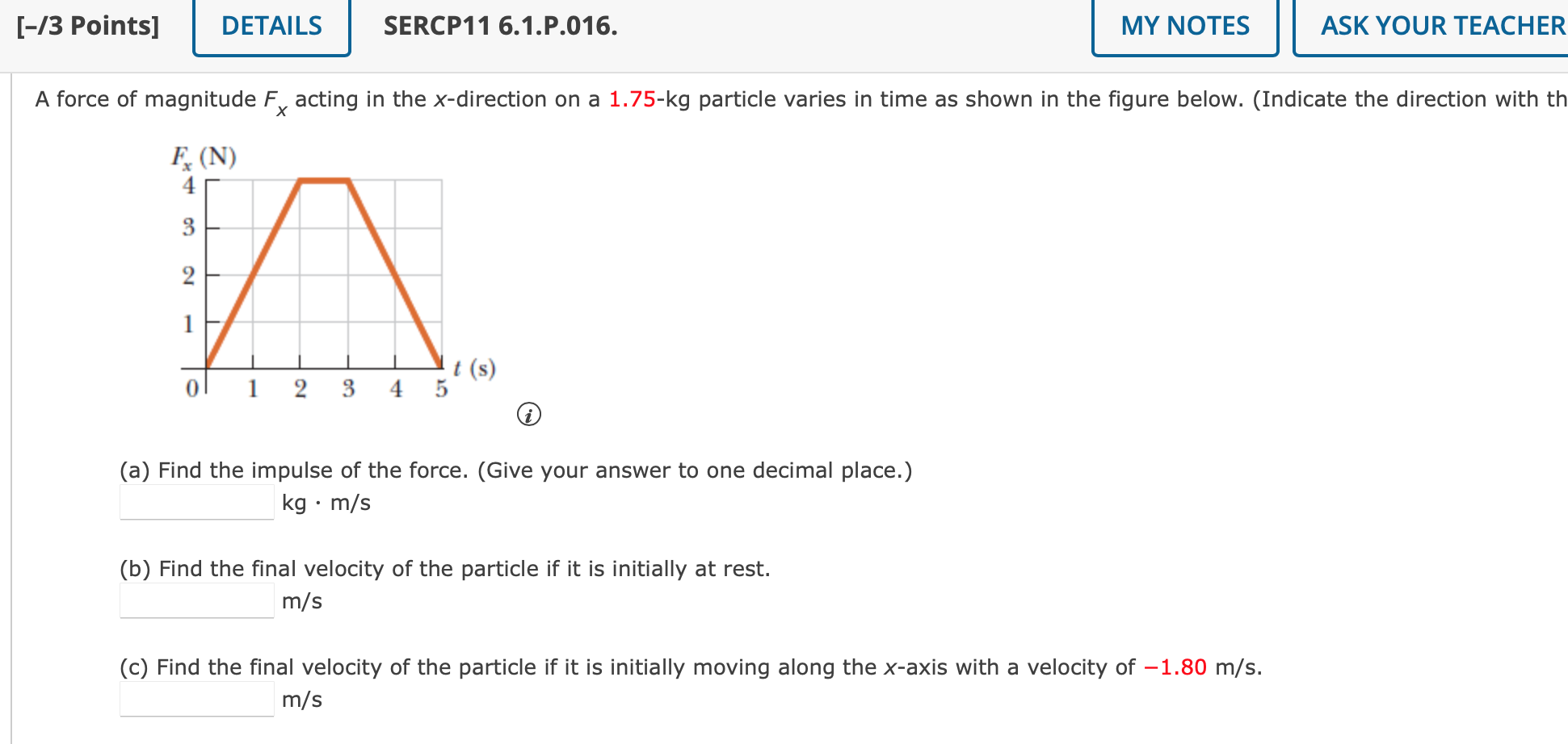 Solved Orce Of Magnitude Fx Acting In The X Direction On A Chegg