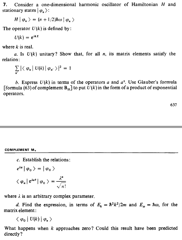 Solved Consider A One Dimensional Harmonic Oscillator Of Chegg