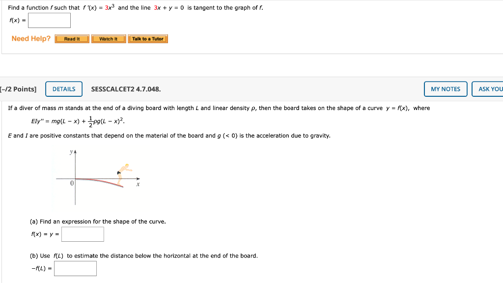 Solved Find A Function F Such That F X 3x3 And The Line Chegg