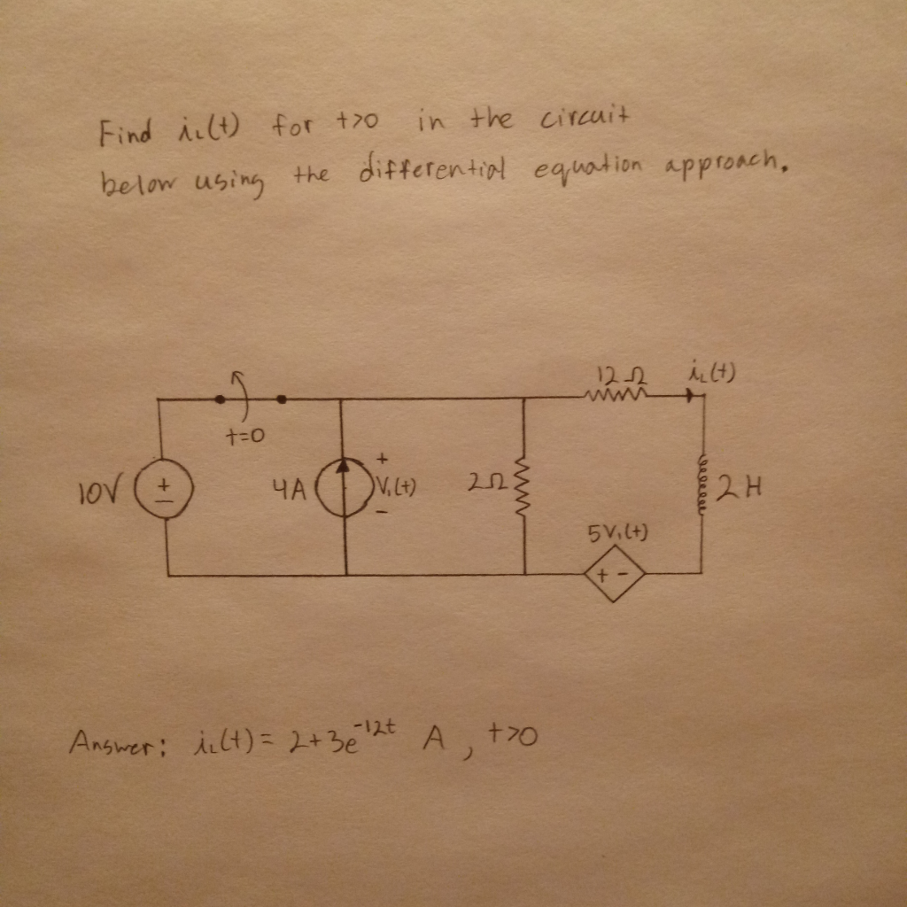 Solved Find Il T For T In The Circuit Shown Using The Chegg