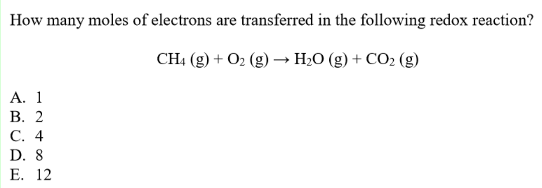 Solved How Many Moles Of Electrons Are Transferred In The Chegg