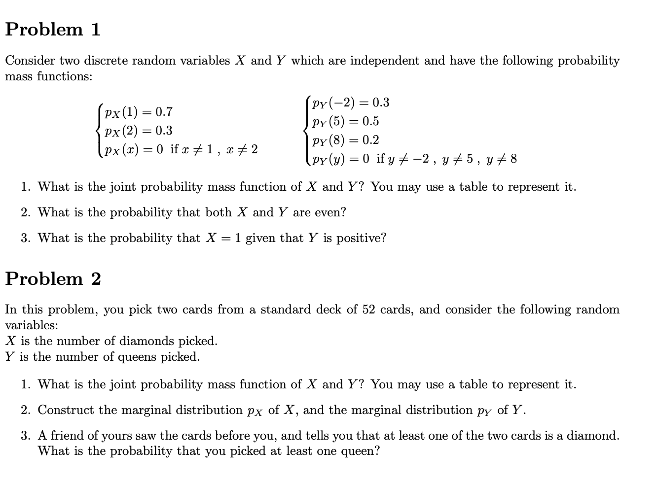 Solved Problem Consider Two Discrete Random Variables X Chegg