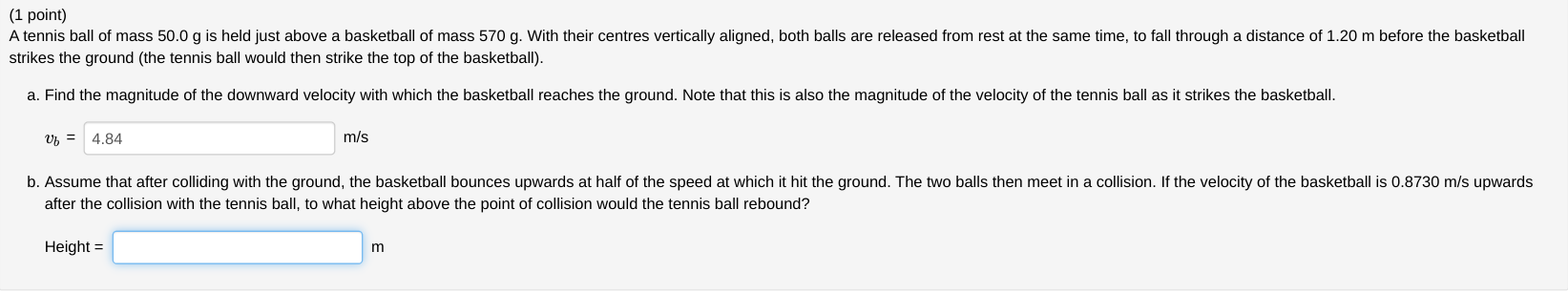 Solved Point A Tennis Ball Of Mass G Is Held Just Chegg