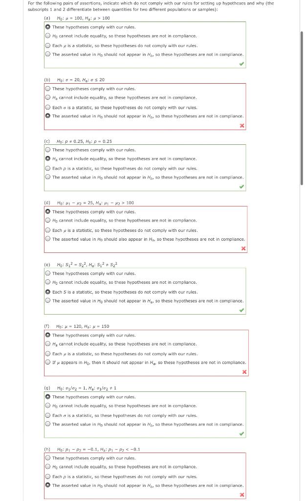 Solved For The Following Pairs Of Assertions Indicate Which Chegg