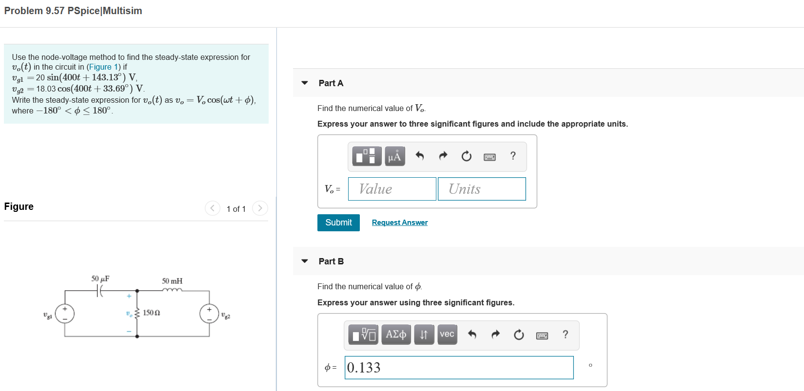 Solved Problem 9 57 PSpice Multisim TO ALO 11 Vec R O 2 Chegg