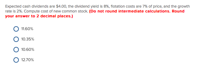 Solved An Issue Of Common Stock S Most Recent Dividend Is Chegg