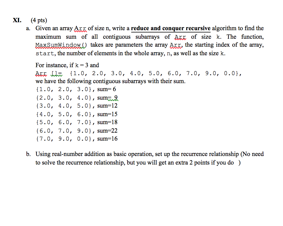 Solved Xi A Pts Given An Array Arr Of Size N Write A Chegg