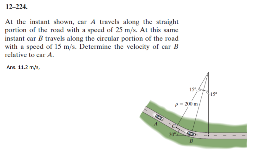 Solved At The Instant Shown Car A Travels Along The Chegg