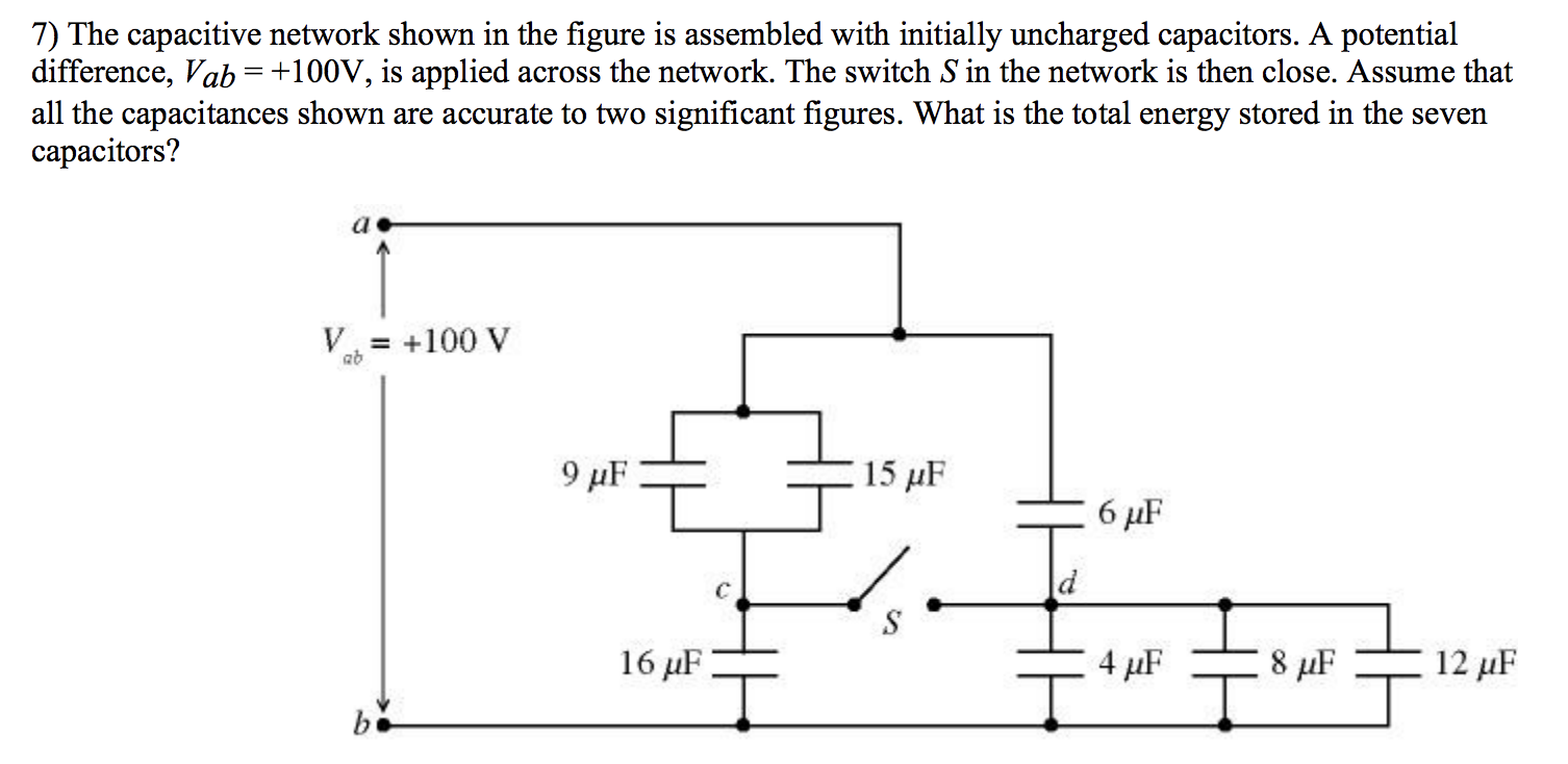 Solved 7 The Capacitive Network Shown In The Figure Is Chegg