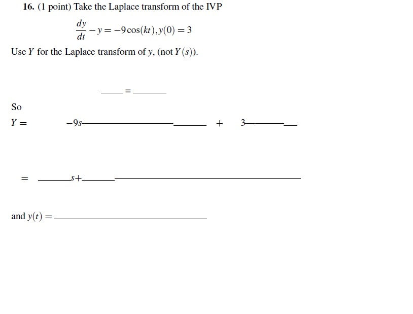 Solved Point Take The Laplace Transform Of The Ivp Chegg