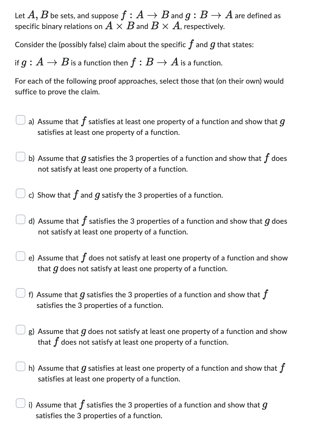 Solved Let A B Be Sets And Suppose F AB And G BA Are Chegg