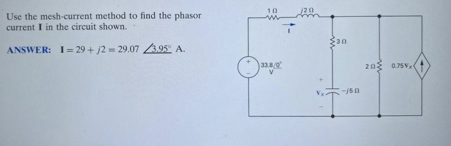 Use The Mesh Current Method To Find The Phasor Chegg