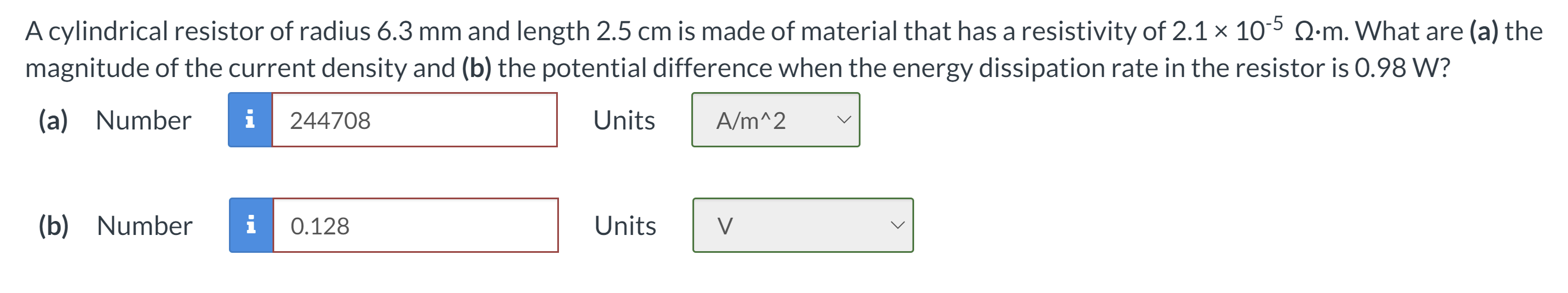 Solved A Cylindrical Resistor Of Radius Mm And Length Chegg