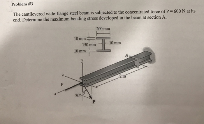 Solved The Cantilevered Wide Flange Steel Beam Is Subjected Chegg