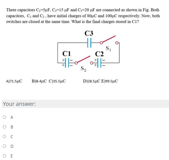 Solved Three Capacitors Ci Uf Cz Uf And C Uf Are Chegg