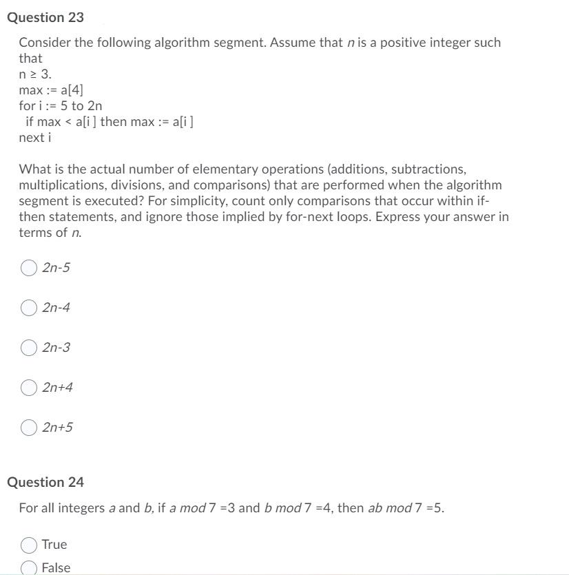 Solved Question Consider The Following Algorithm Segment Chegg