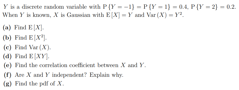 Solved Y Is A Discrete Random Variable With Chegg