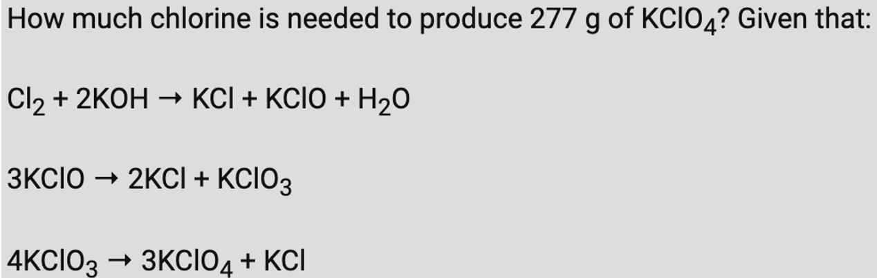 Solved How Much Chlorine Is Needed To Produce G Of Chegg