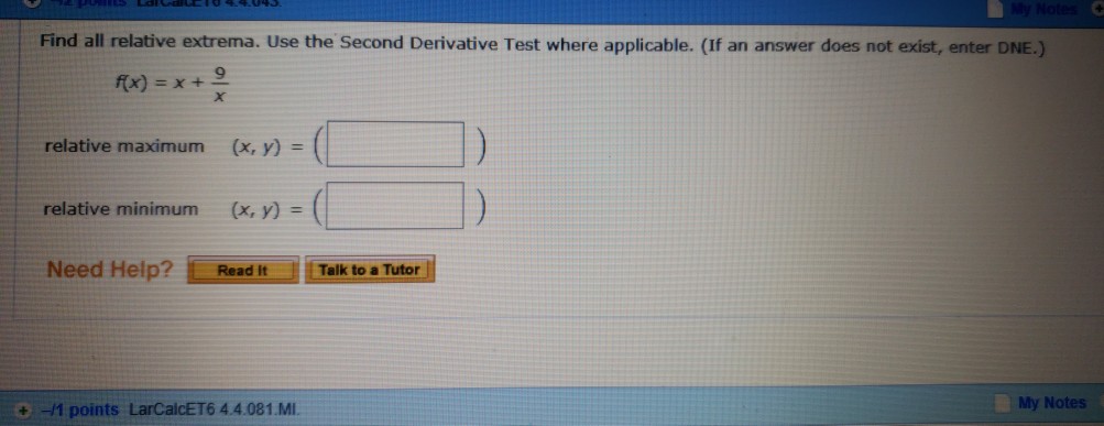 Solved Find All Relative Extrema Use The Second Derivative Chegg