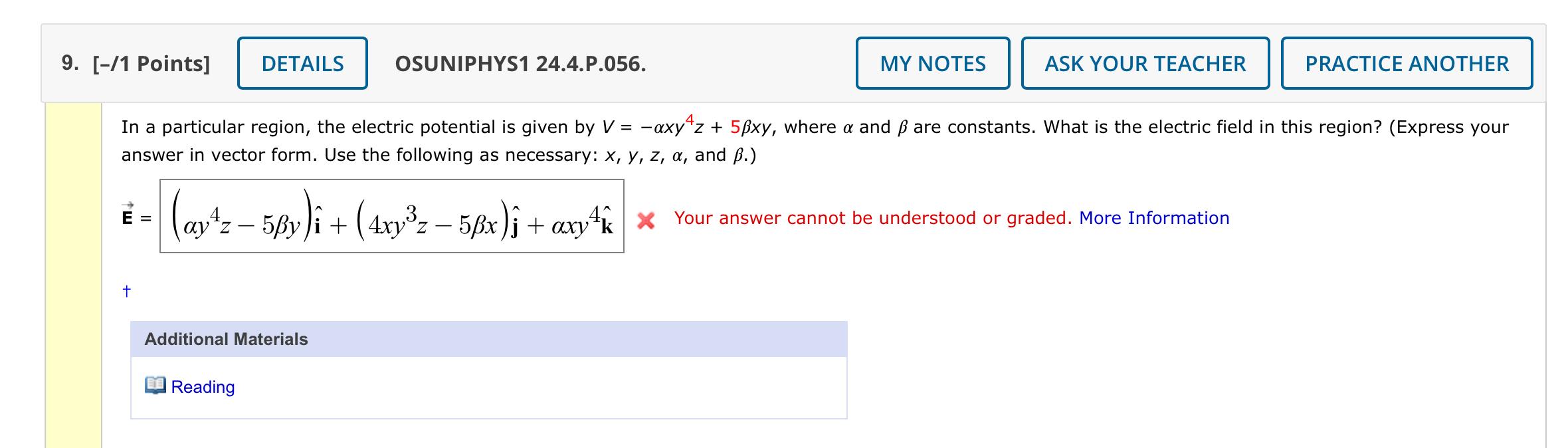 Solved In A Particular Region The Electric Potential Is Chegg